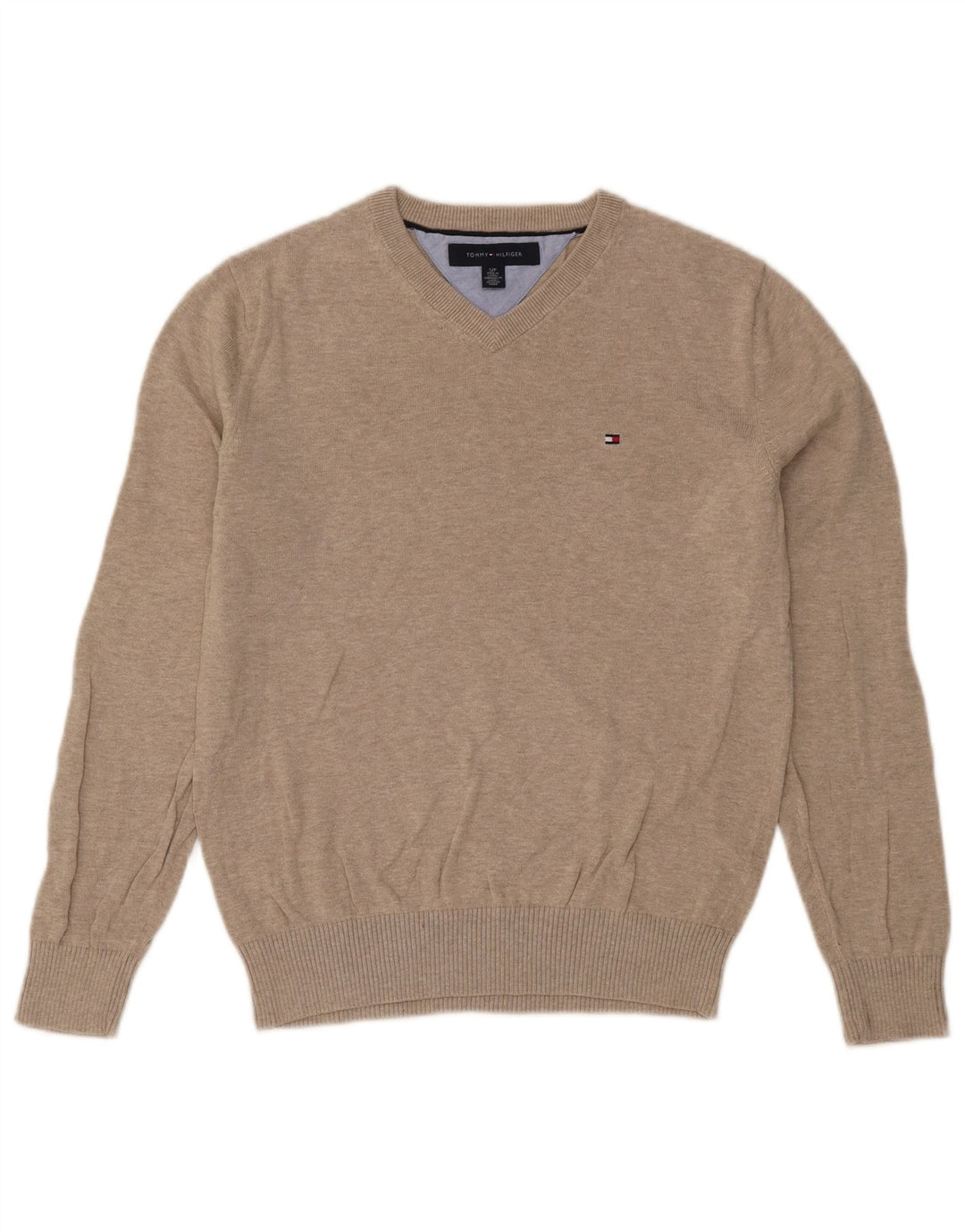 Tommy Hilfiger Herre V-hals sweater Small Beige Flecked