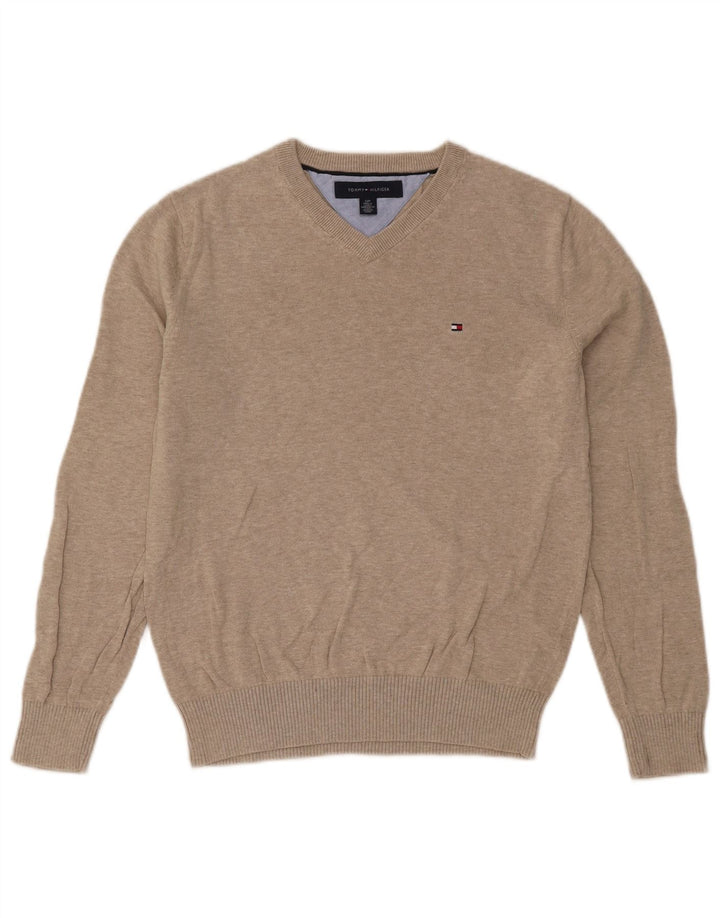 Tommy Hilfiger Herre V-hals sweater Small Beige Flecked