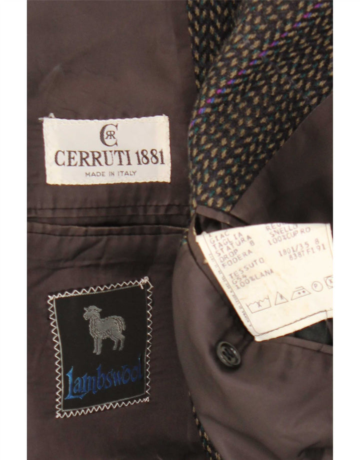 Cerruti 1881 Herre 2-knaps blazerjakke IT 54 2XL grå ternet lammeuld