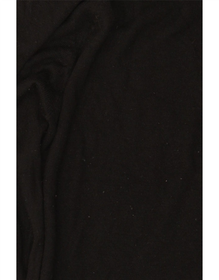 Zara Womens Crop Crew Neck Jumper Sweater UK 14 Medium Black Viscose
