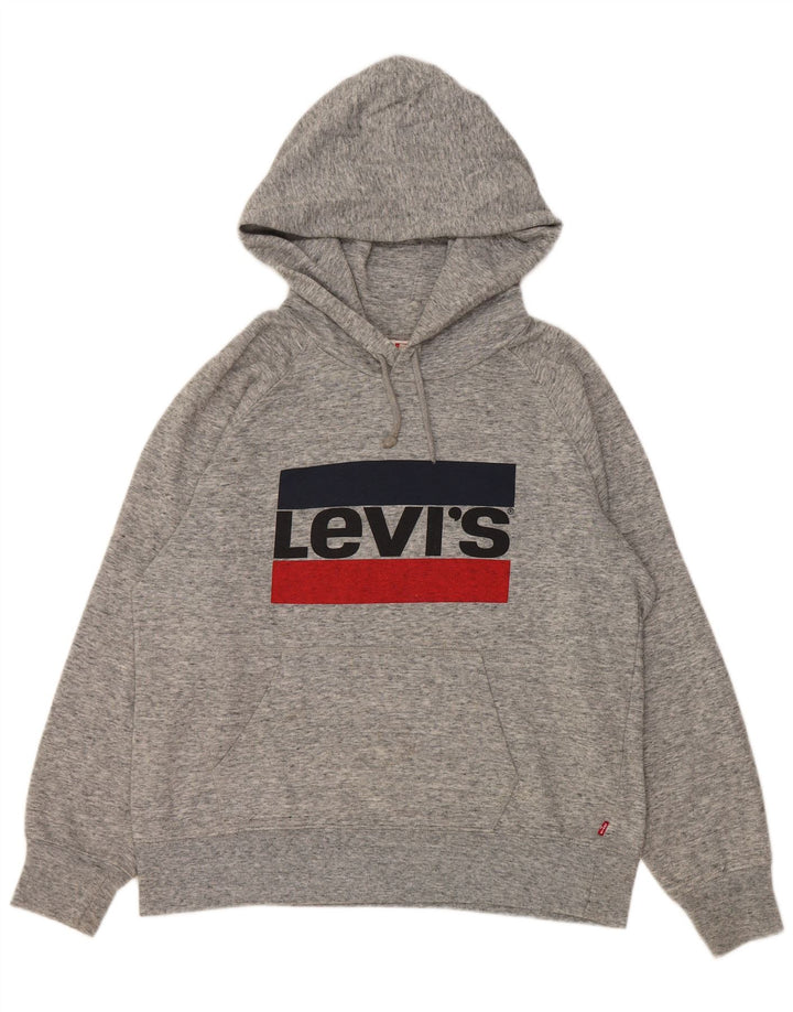 Levi's Grafisk oversize hættetrøje til kvinder UK 10 Små grå flækkede
