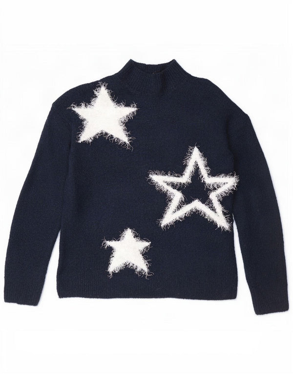 Marks & Spencer Dame Turtle Neck Jumper Sweater UK 10 Small Navy Blue