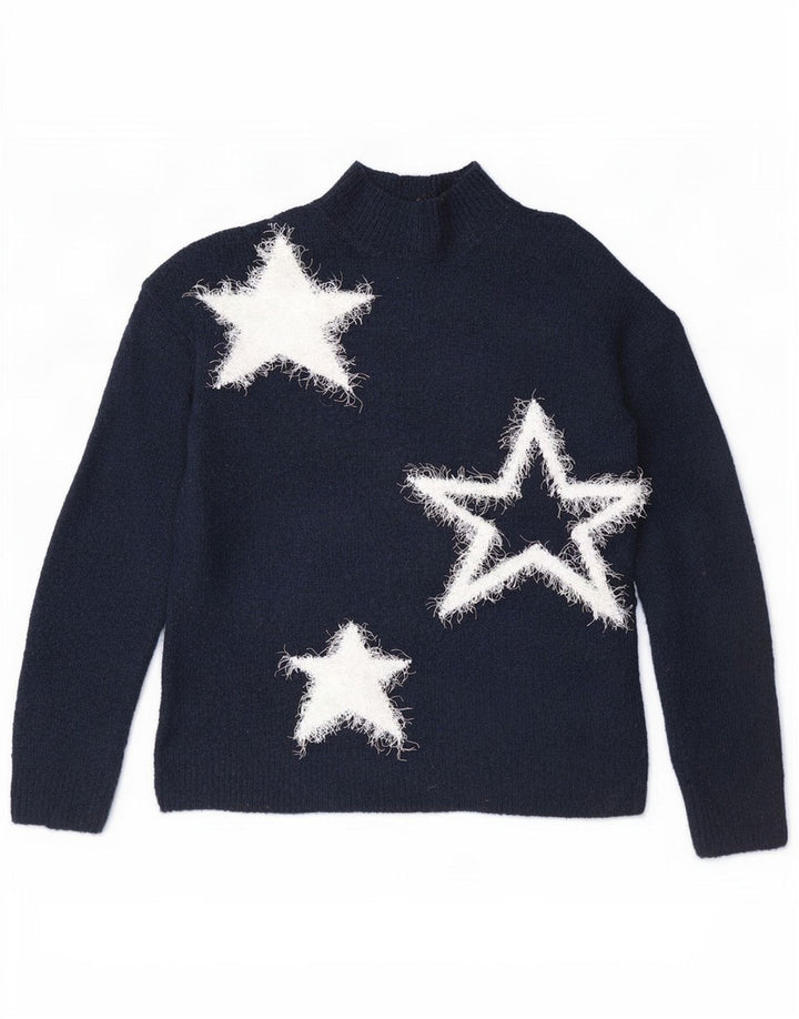 Marks & Spencer Dame Turtle Neck Jumper Sweater UK 10 Small Navy Blue