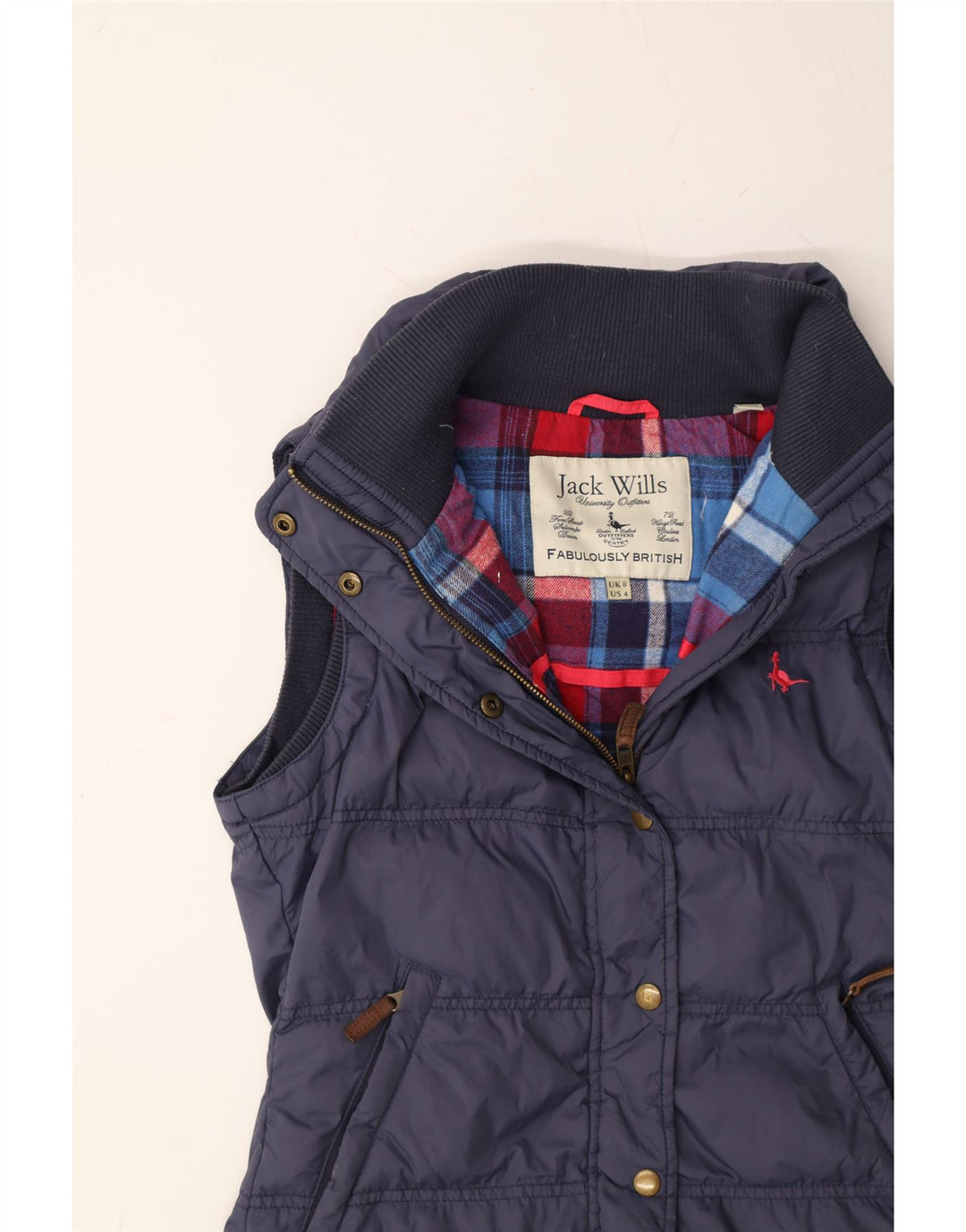 JACK WILLS Womens Padded Gilet UK 8 Small Navy Blue Nylon Vintage Jack Wills and Second-Hand Jack Wills from Messina Hembry 