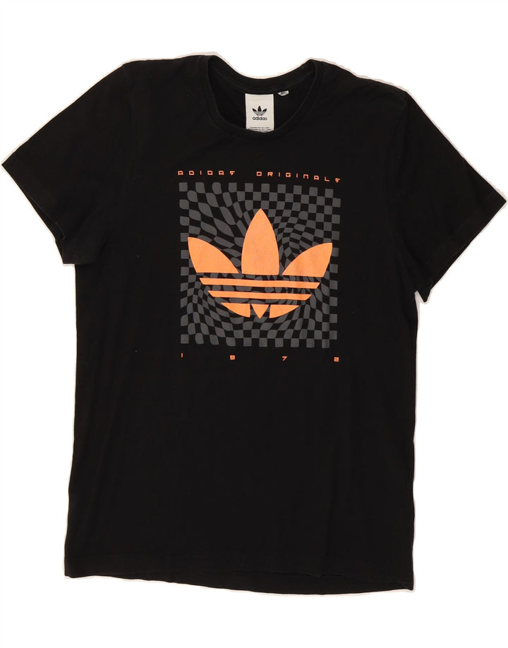 ADIDAS Mens Graphic T-Shirt Top Medium Black Vintage Adidas and Second-Hand Adidas from Messina Hembry 