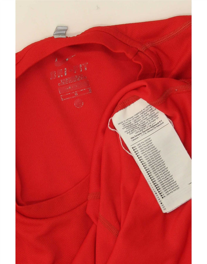 Nike Herre Dri Fit T-Shirt Top Stor Rød Polyester