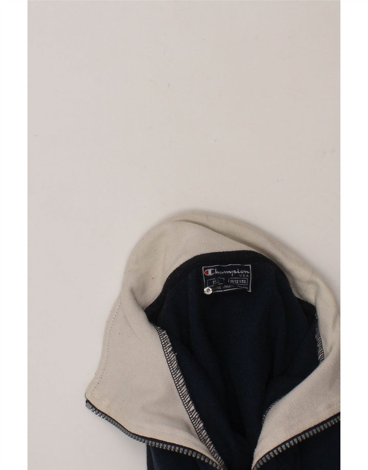 CHAMPION Boys Graphic Sweatshirt Jumper 11-12 Years Navy Blue Striped Vintage Champion and Second-Hand Champion from Messina Hembry 