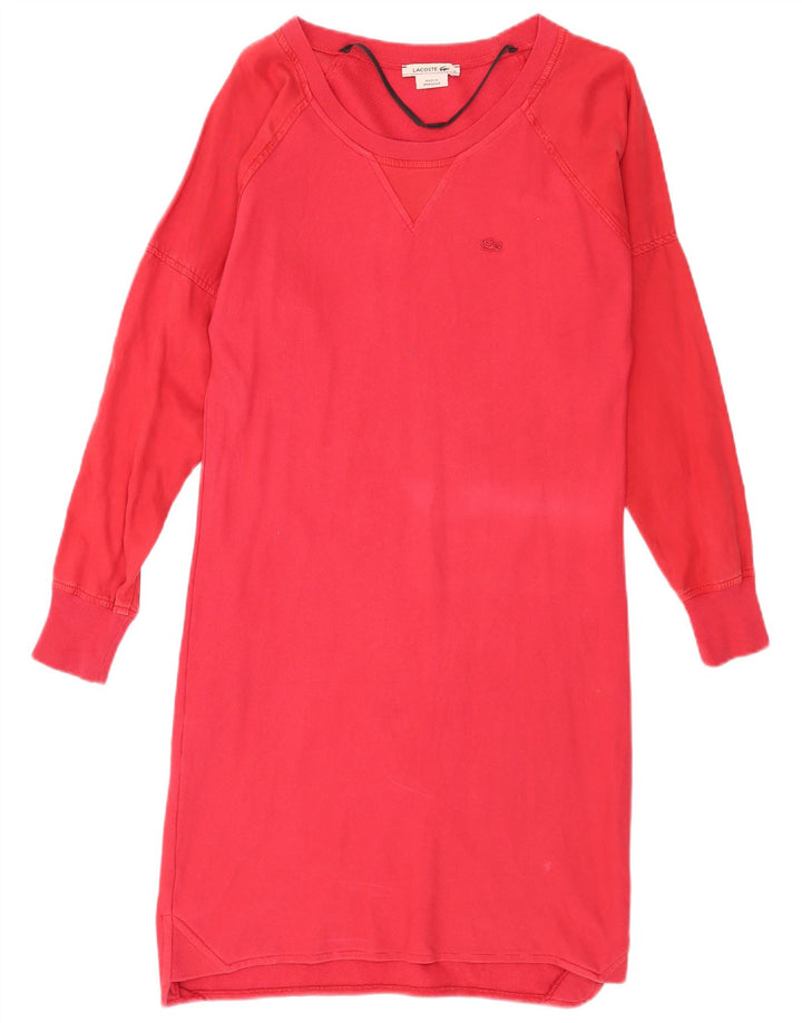 Lacoste Dame Sweatshirt Jumper Kjole EU 38 Medium Rød Bomuld