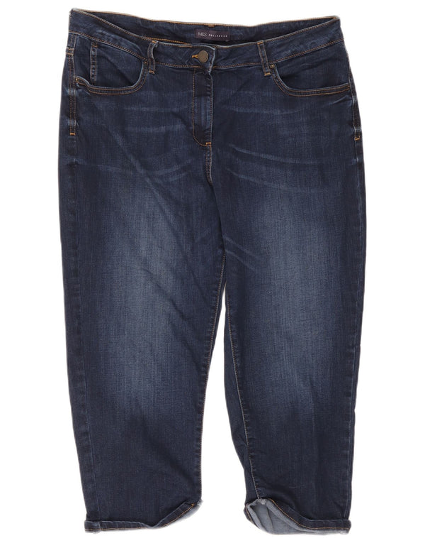 Marks & Spencer Dame Capri Jeans UK 16 Large W38 L20 Marineblå Bomuld