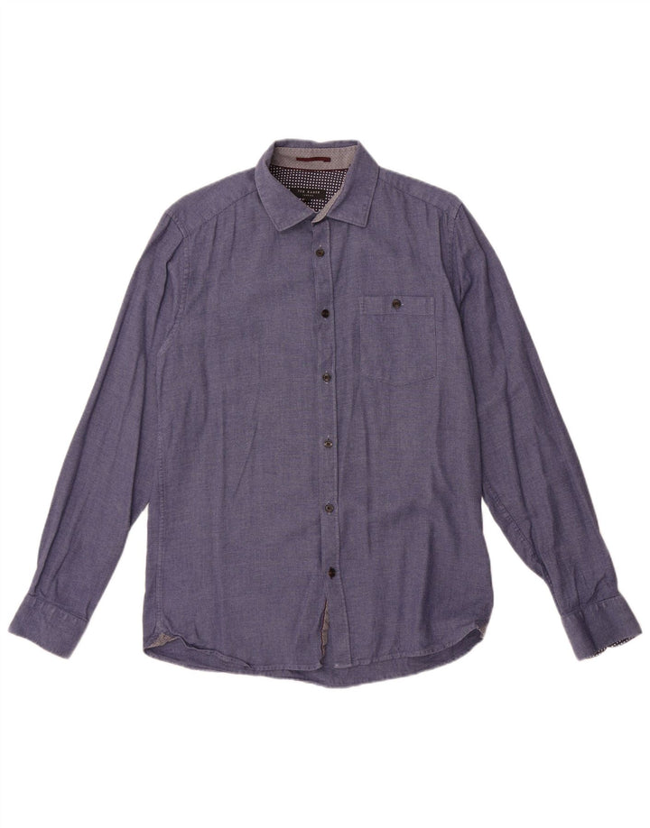 Ted Baker Herreskjorte str. 3 Medium Blue Cotton