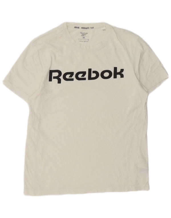 Reebok Herre grafisk T-shirt Top Medium Hvid Bomuld