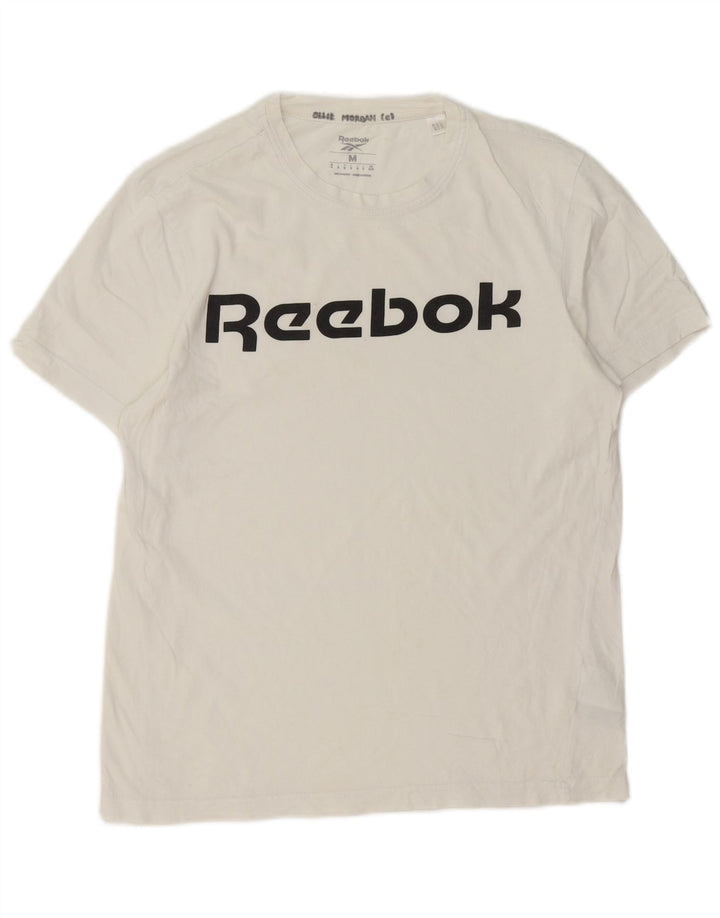 Reebok Herre grafisk T-shirt Top Medium Hvid Bomuld