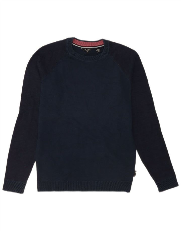 Ted Baker Herre Crew Neck Jumper Sweater størrelse 2 Small Navy Blue