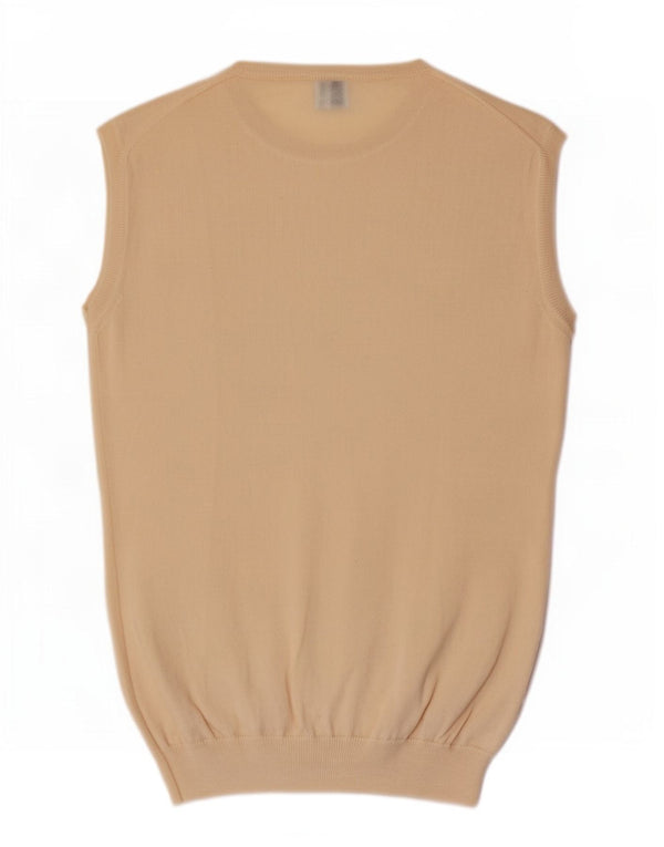 Trussardi Dame Vest Tank Top UK 12 Medium Yellow Merino Wool