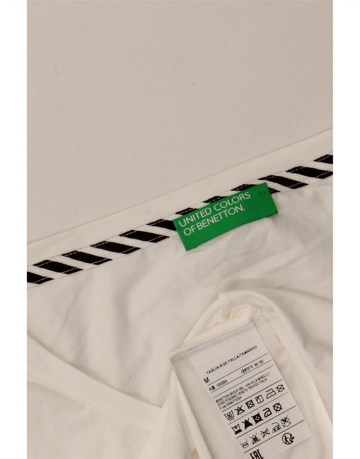 BENETTON Womens Graphic T-Shirt Top UK 12 Medium White Cotton Vintage Benetton and Second-Hand Benetton from Messina Hembry 