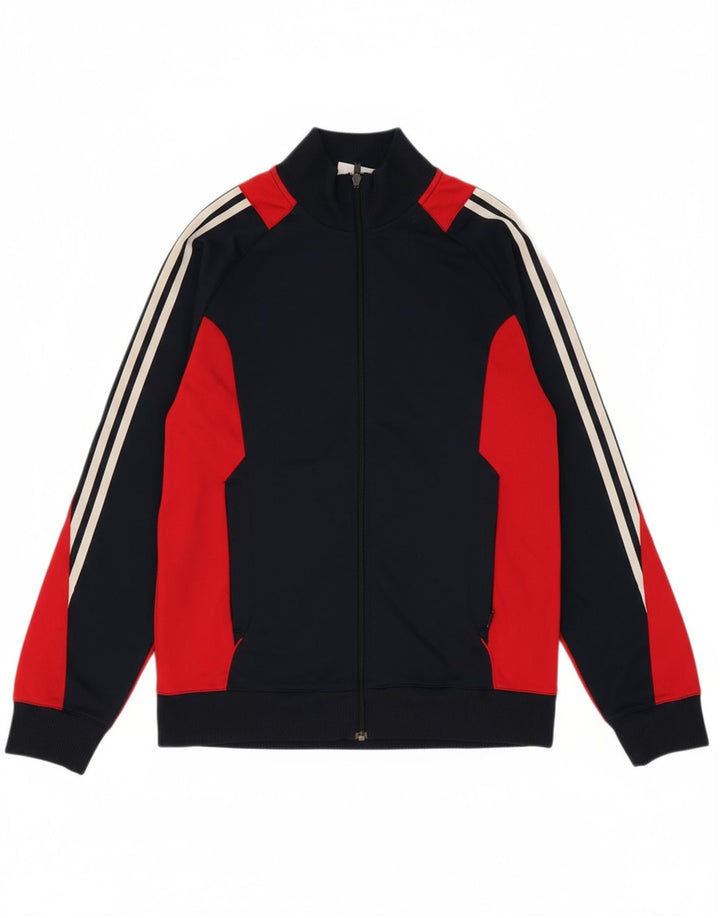 ADIDAS Mens Tracksuit Top Jacket Medium Navy Blue Colourblock Polyester