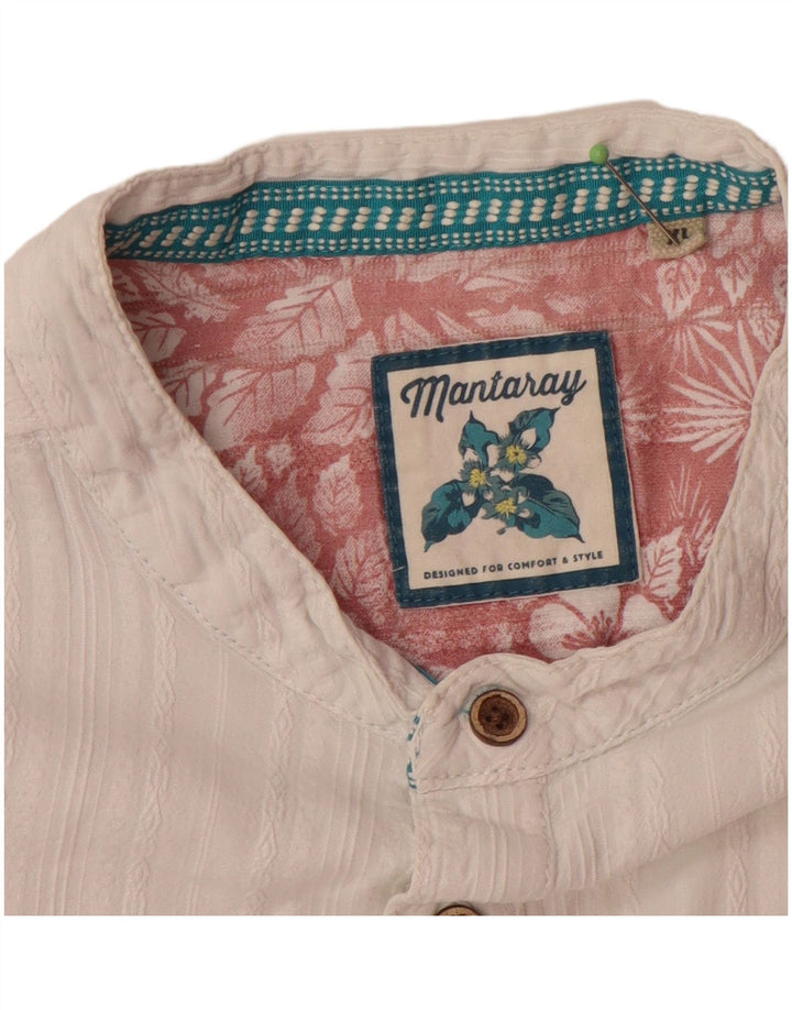 MANTARAY Mens Short Sleeve Pullover Shirt XL White Striped