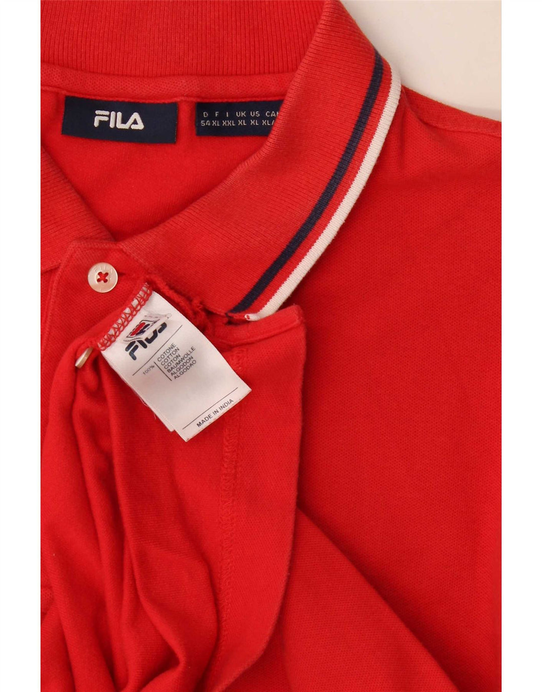 Fila herre poloshirt XL rødstribet bomuld