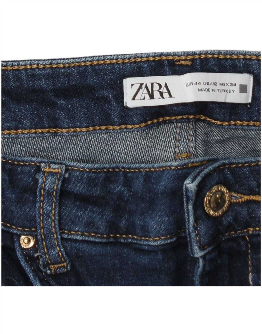 Zara Dame Straight Jeans EU 44 XL W34 L33 Navy Blue