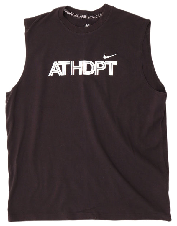 Nike Herre Grafisk Vest Top 2XL Sort Bomuld