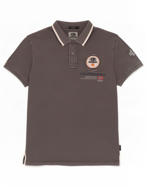 Napapijri Herre Geographic Graphic Polo Shirt Stor Grå Bomuld