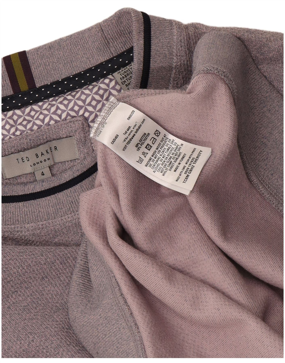 Ted Baker Herre Sweatshirt Jumper Størrelse 4 Stor Lilla Bomuld