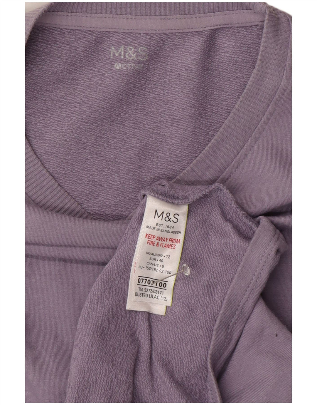 Marks & Spencer Dame Sweatshirt Jumper UK 12 Medium Lilla Bomuld