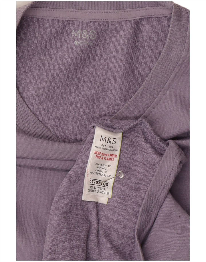 Marks & Spencer Dame Sweatshirt Jumper UK 12 Medium Lilla Bomuld