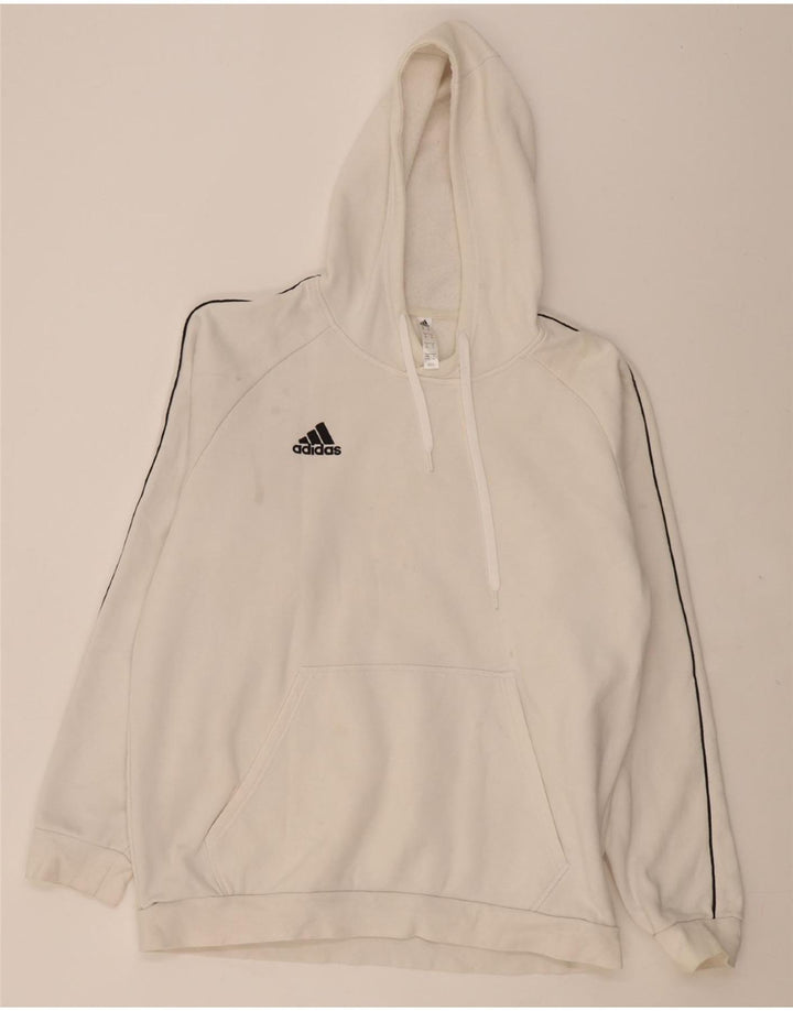 ADIDAS Mens Hoodie Jumper XL White Cotton Vintage Adidas and Second-Hand Adidas from Messina Hembry 