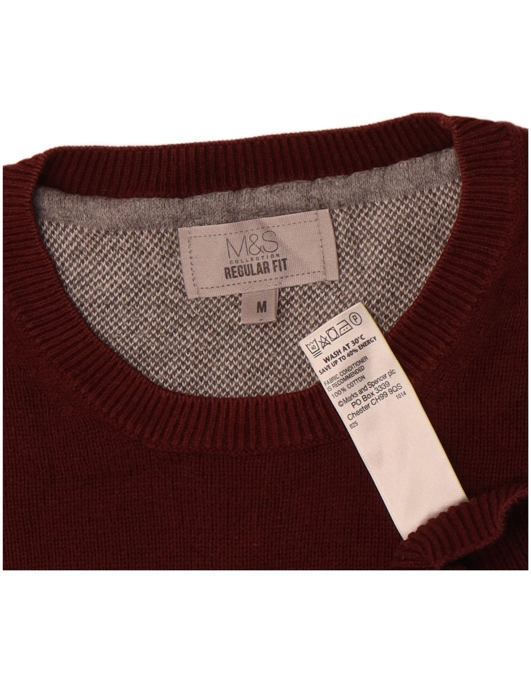 Marks & Spencer Herre Regular Fit Crew Neck sweater Medium Burgundy