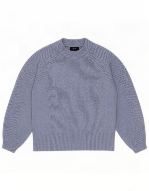 Marks & Spencer Womens Crop Crew Neck Jumper Sweater UK 14 Medium Blue