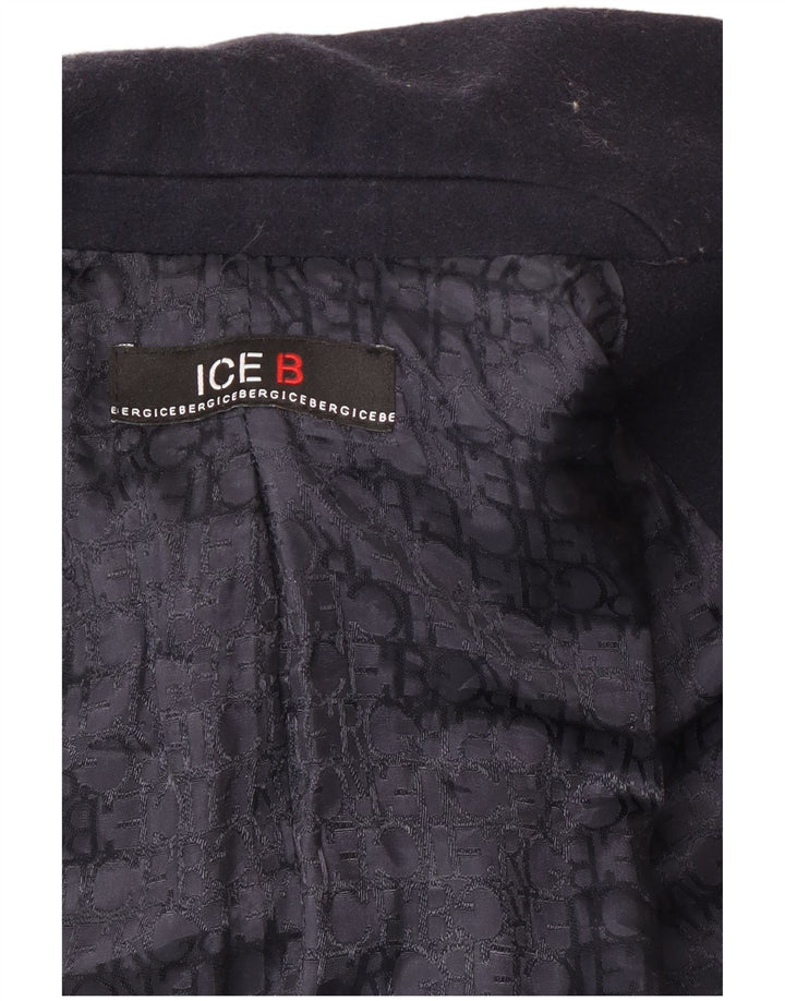 Iceberg Dame Overfrakke UK 10 Small Navy Blue Wool
