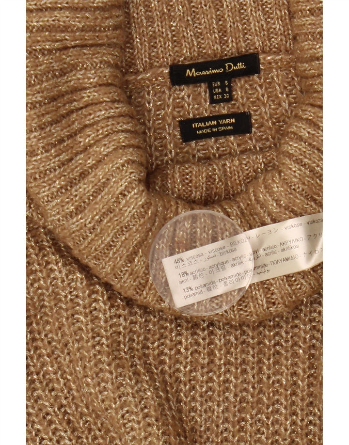 Massimo Dutti Dame Roll Neck Jumper Sweater UK 10 Small Beige Flecked