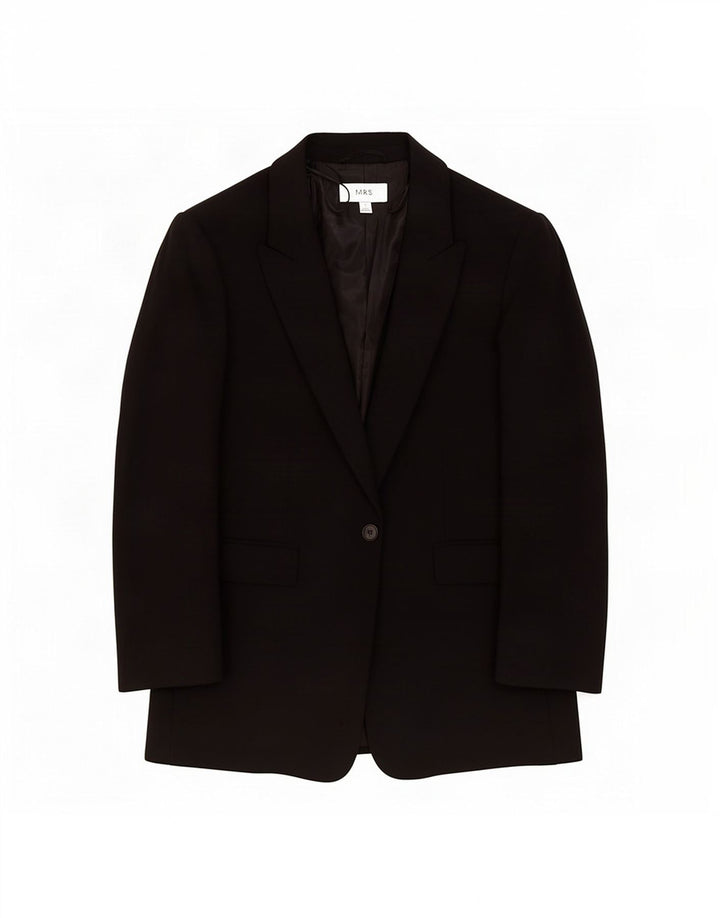 Marks & Spencer Dame 1-knaps blazerjakke UK 16 Stor sort polyester
