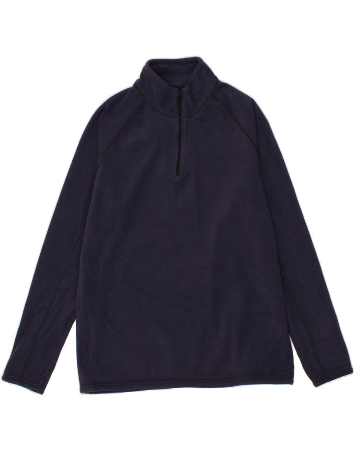 MOUNTAIN WAREHOUSE Mens Zip Neck Fleece Jumper Large Navy Blue Polyester Vintage Mountain Warehouse and Second-Hand Mountain Warehouse from Messina Hembry 