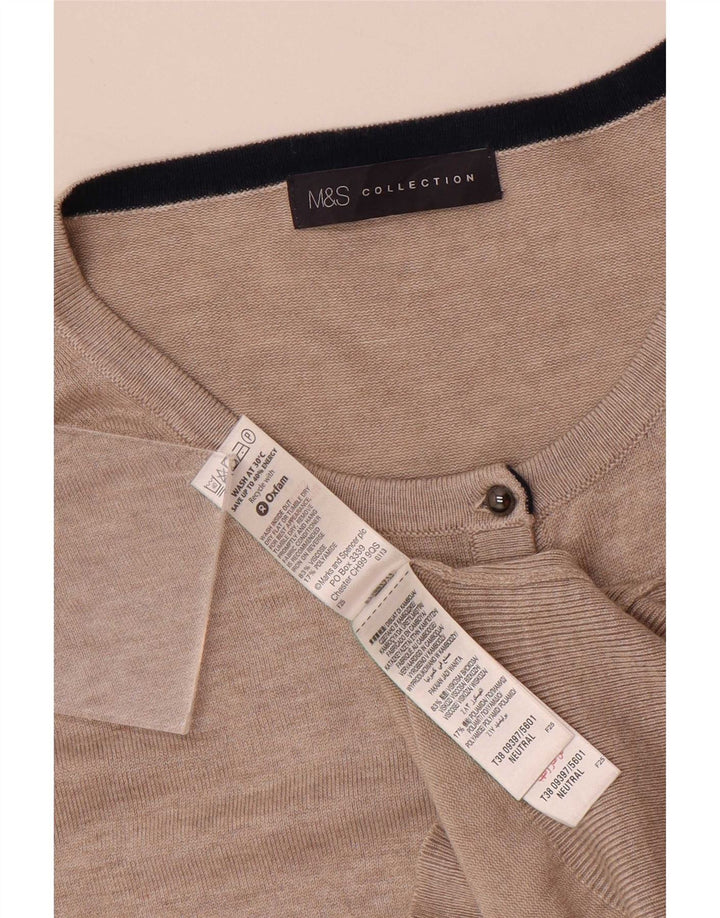 Marks & Spencer Dame Cardigan Sweater UK 16 Stor Beige Viscose