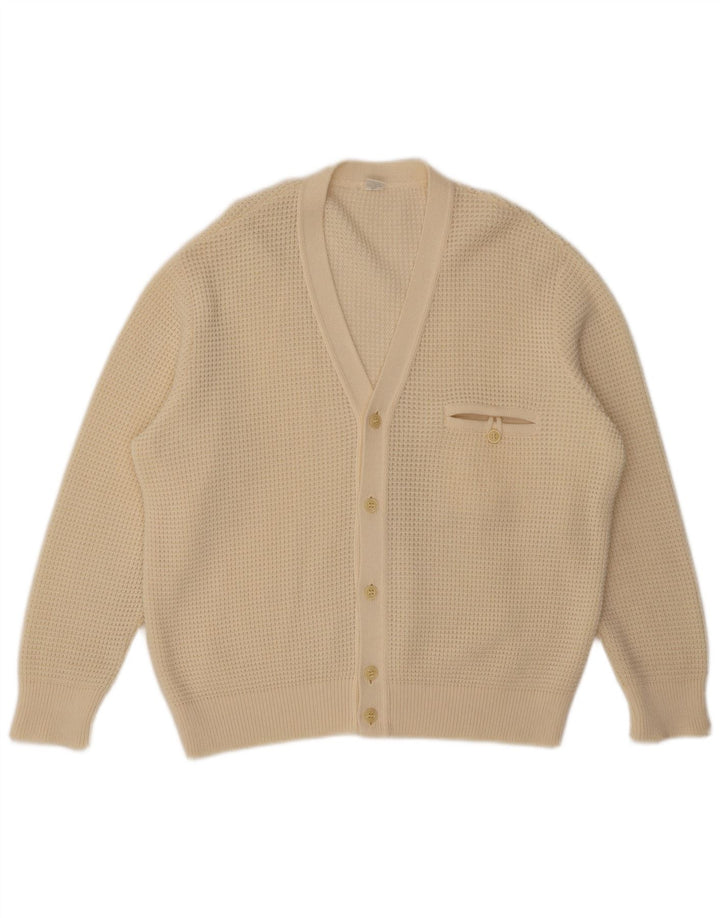 Vintage herre cardigan sweater Medium Off White Uld