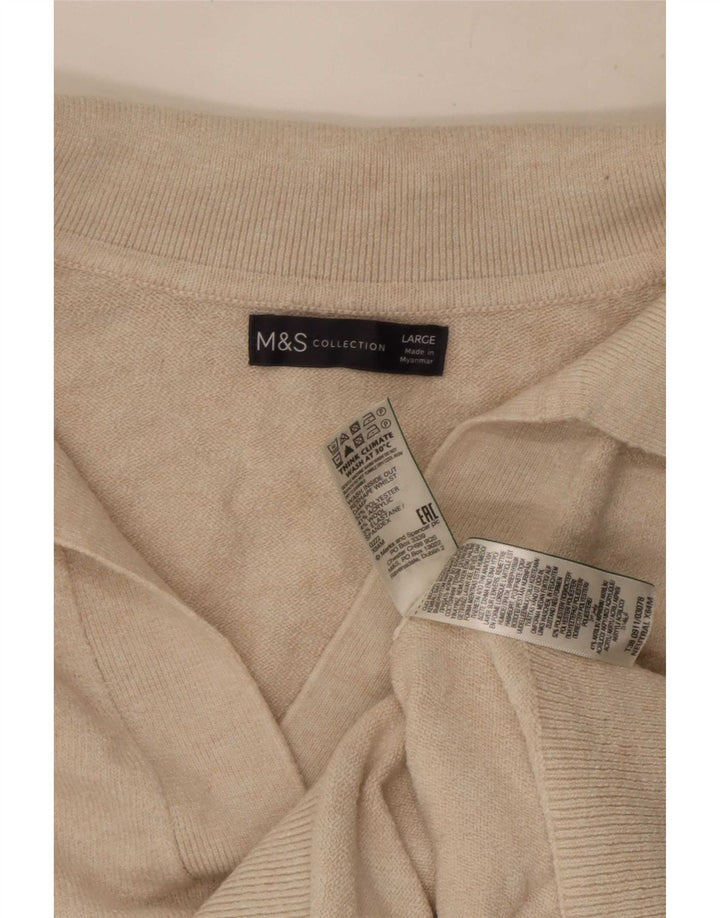 Marks & Spencer Dame Oversized Polo Neck Jumper Sweater UK 16 Large Beige