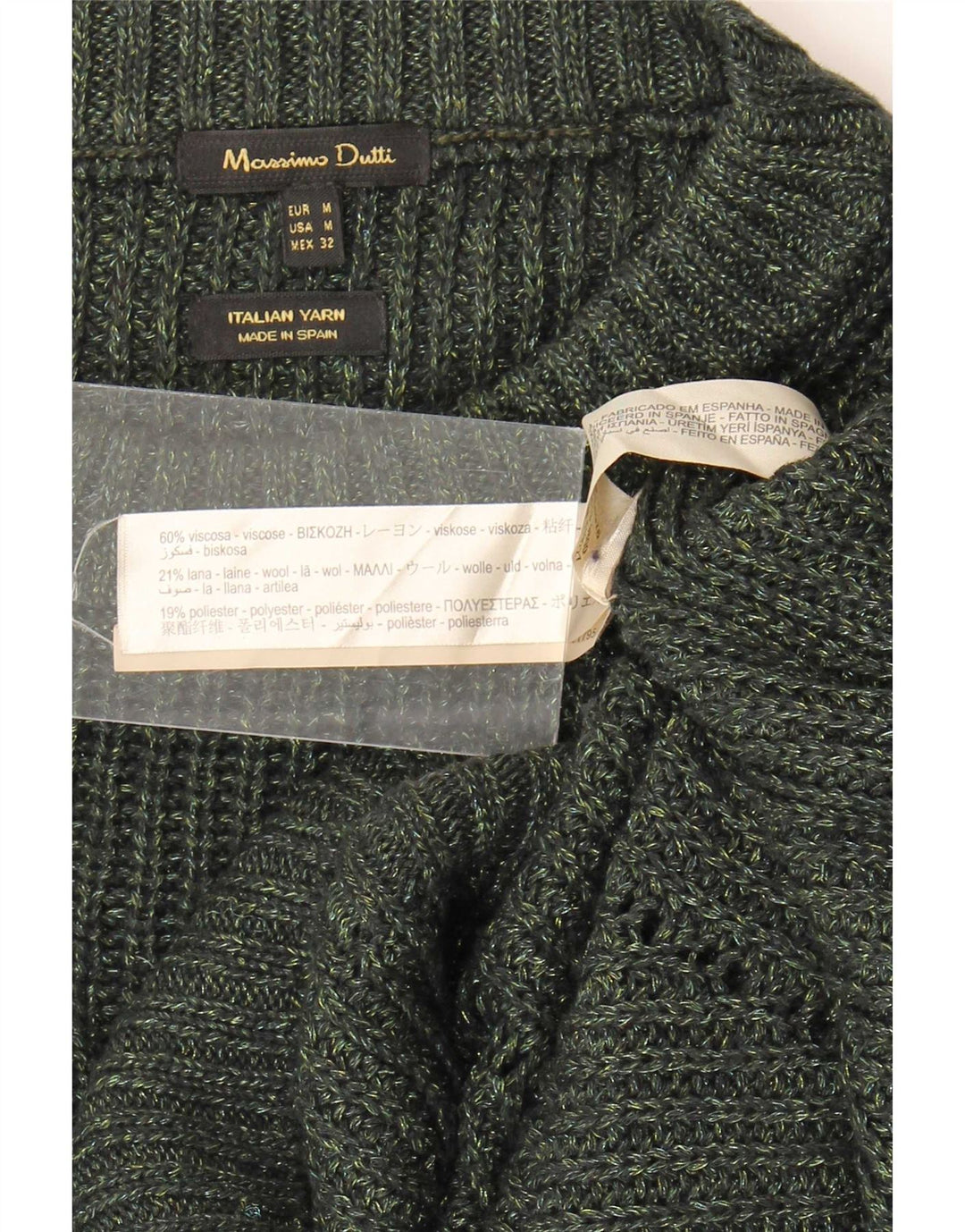 Massimo Dutti Dame Oversized Crew Neck Jumper Sweater UK 14 Medium Khaki