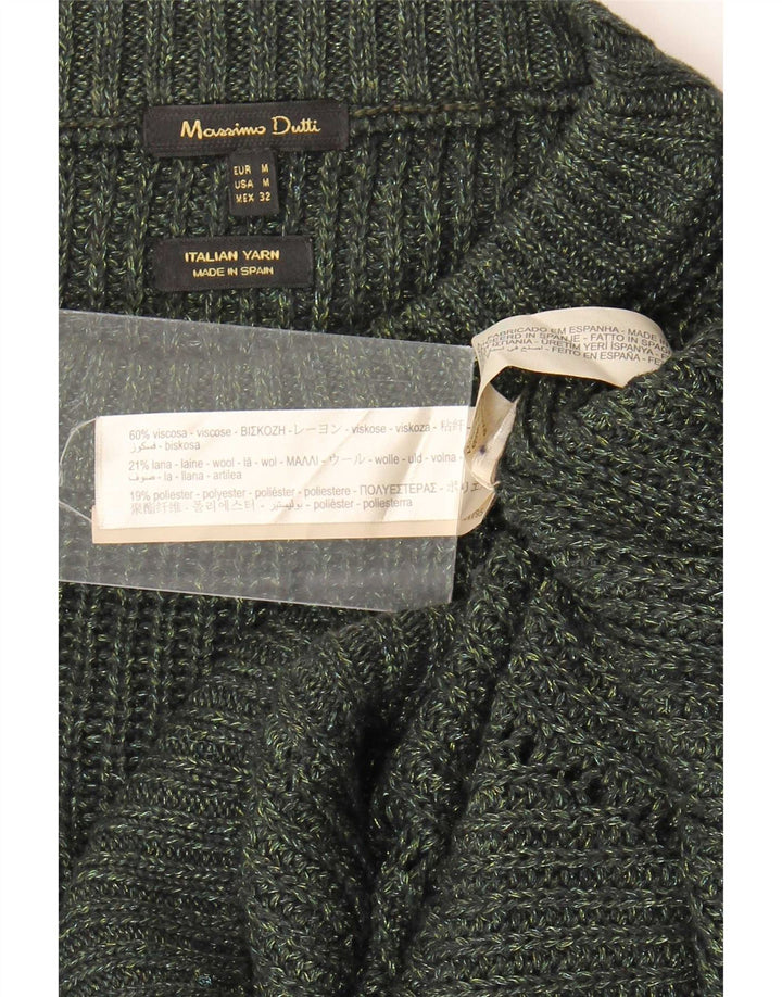 Massimo Dutti Dame Oversized Crew Neck Jumper Sweater UK 14 Medium Khaki