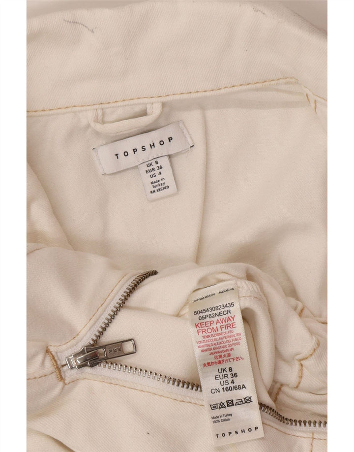 Topshop Dame Denim Playsuit UK 8 Small White Bomuld