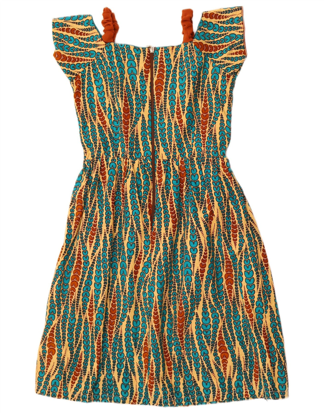 Vintage Dame A-Line Kjole UK 10 Small Multicolored Geometric
