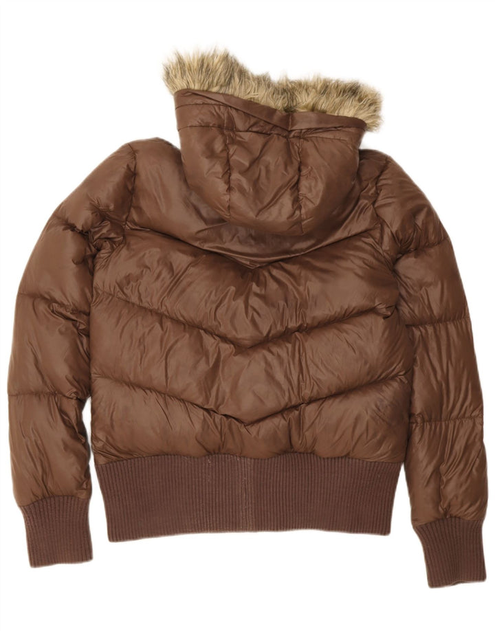 Nike polstret hættejakke til kvinder UK 12/14 medium brun nylon