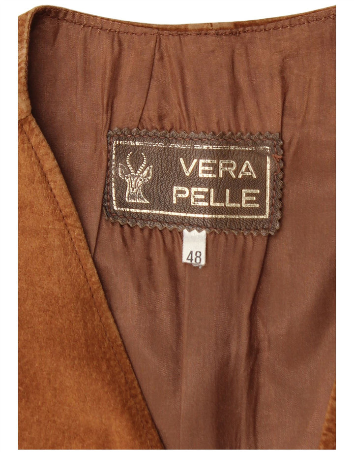 Vintage herre ruskindsvest IT 48 medium brunt læder