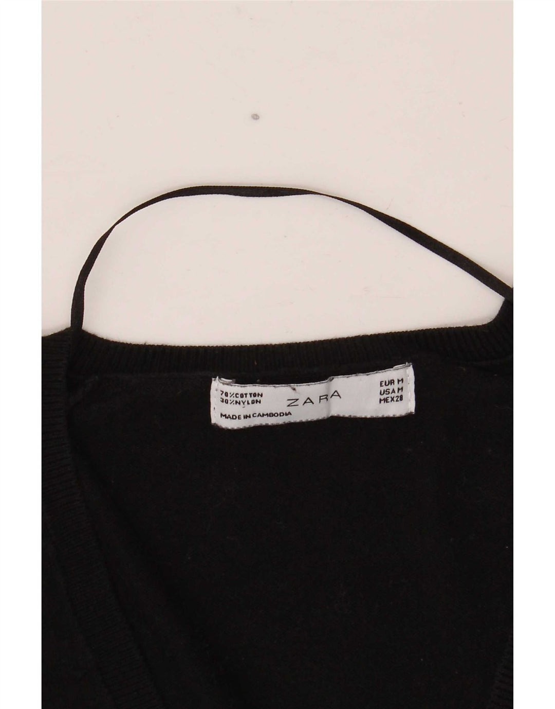 Zara Dame V-hals sweater UK 14 Medium Sort Bomuld