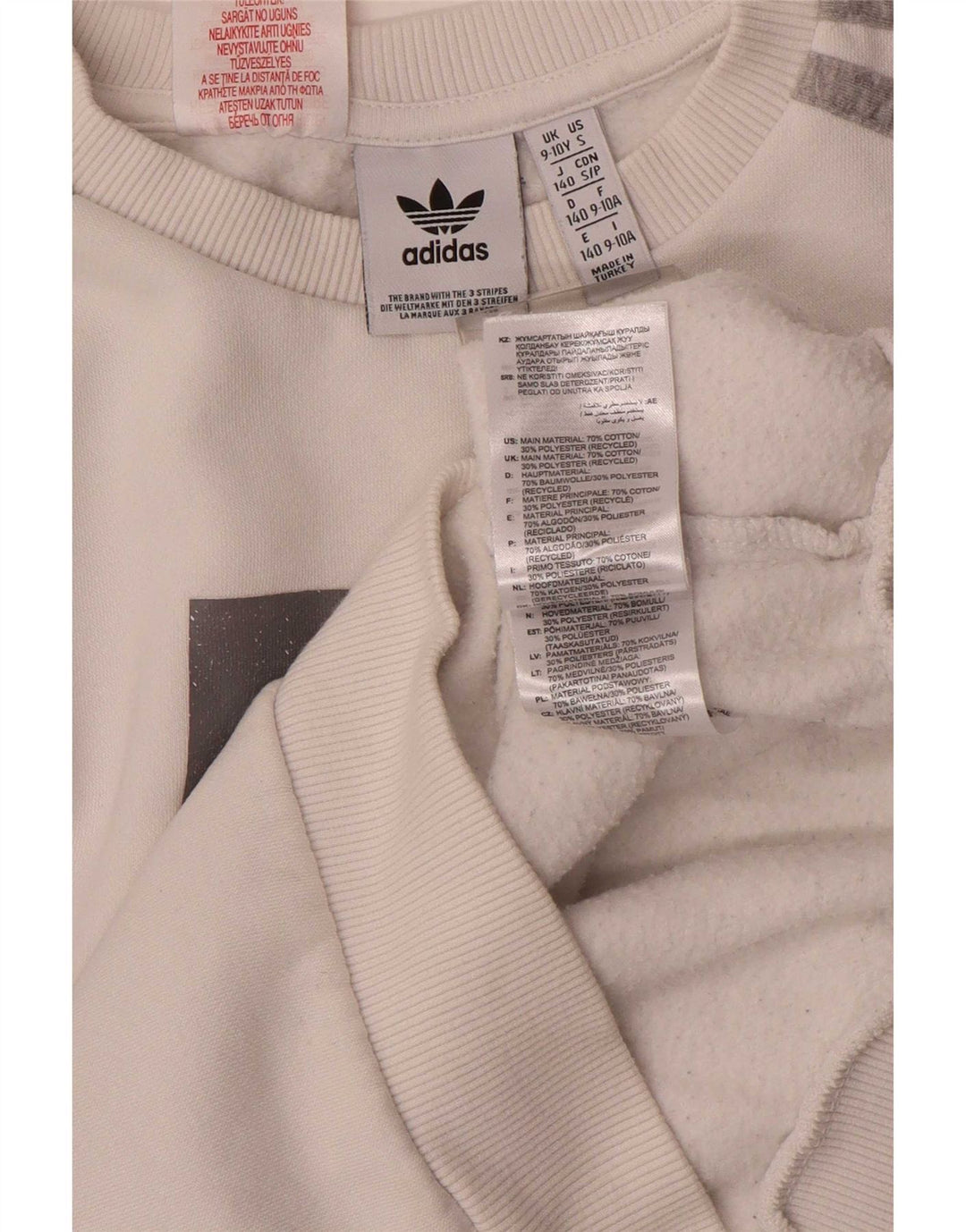 Adidas Boys Graphic Sweatshirt Jumper 9-10 år Hvid Bomuld