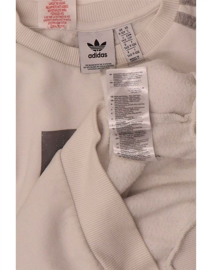 Adidas Boys Graphic Sweatshirt Jumper 9-10 år Hvid Bomuld