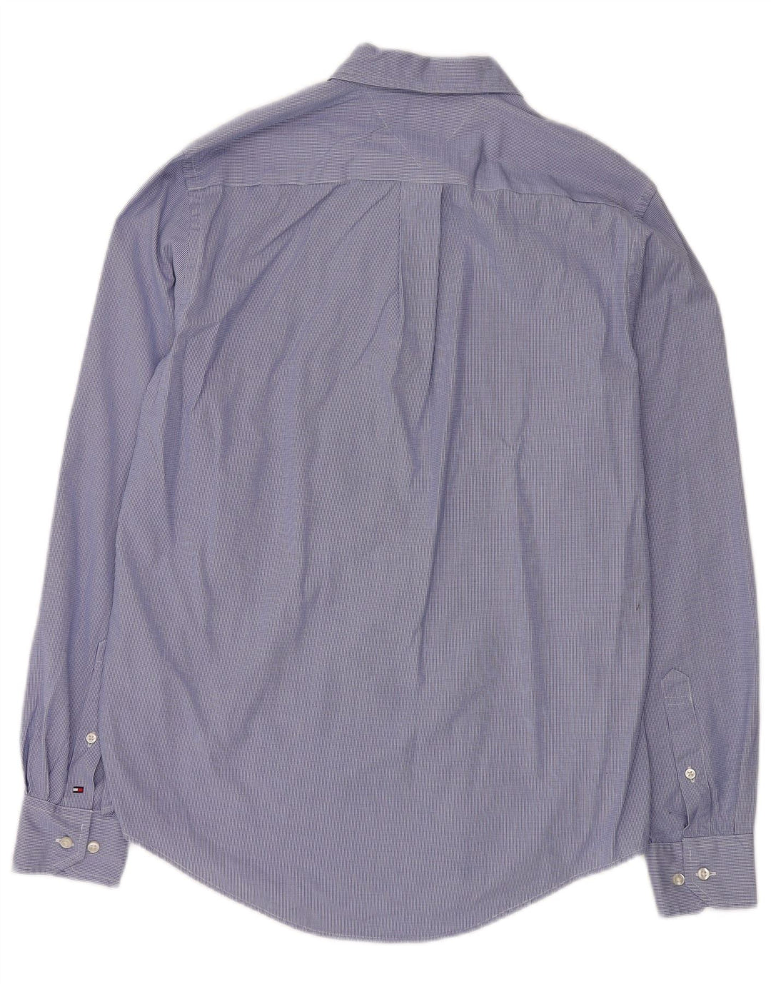 Tommy Hilfiger Herre Custom Fit skjorte, lille blå Houndstooth Bomuld Classic