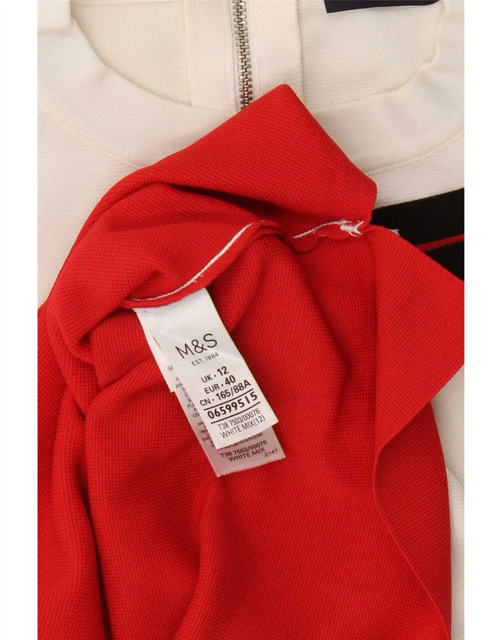 Marks & Spencer Damevest Top UK 12 Medium White Colourblock Polyamid