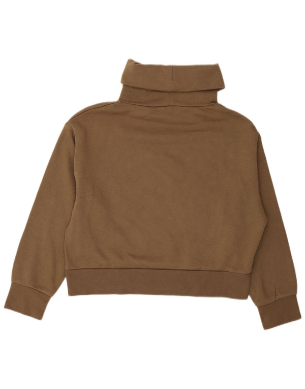 Zara Womens Crop Roll Neck Sweatshirt Jumper UK 16 Stor Beige Bomuld